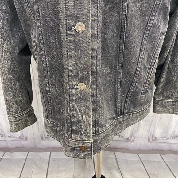 Levis Medium Trucker Jacket Denim Cotton Button Black Stonewash Retro Oversized - Picture 4 of 16
